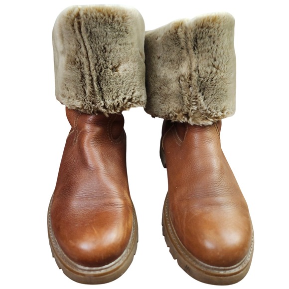 Panama Jack warm lined Bambina leather women's roll down faux fur boots 41/10 - Picture 8 of 13